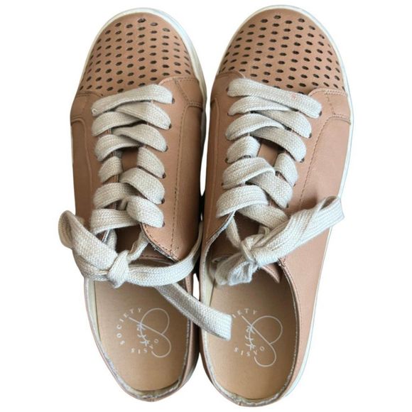 Perforated Tan Slide-On Tennis Shoes - Picture 3 of 3